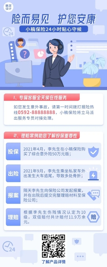金融保险理赔知识科普案例分析插画海报