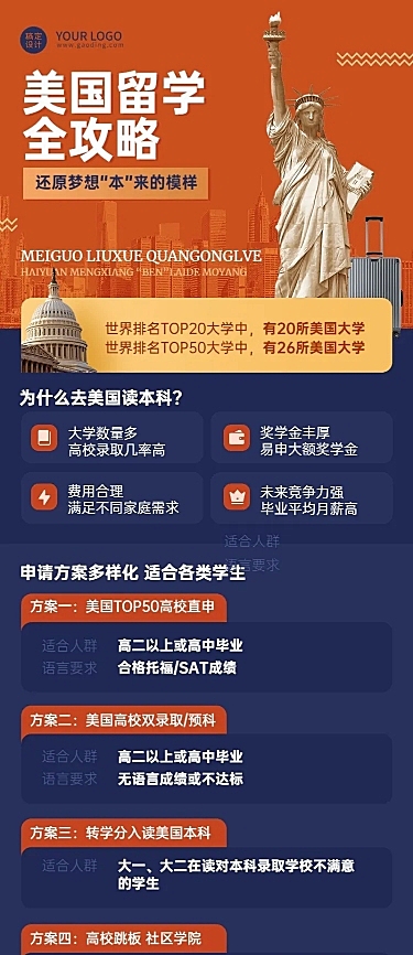 留学咨询机构宣传招生长图海报