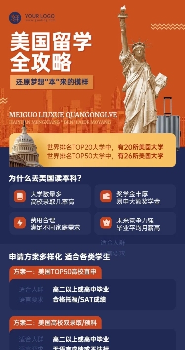 留学咨询机构宣传招生长图海报