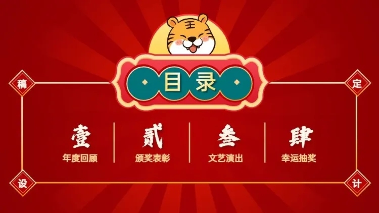 并列关系4项PPT目录页预览效果