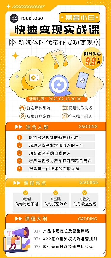 职业培训新媒体培训课程宣传介绍长图海报