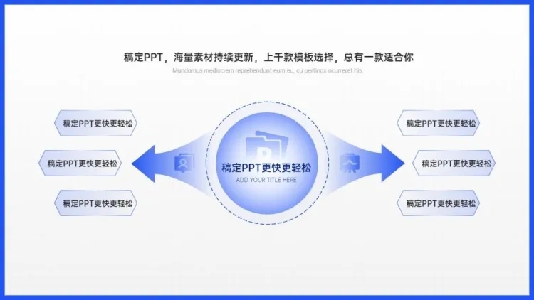 对比关系发散汇聚关系6项PPT图文页预览效果