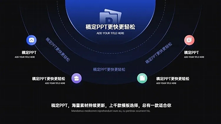 发散汇聚关系4项PPT图文页