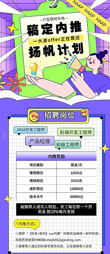 企业公司员工内推招聘长图海报