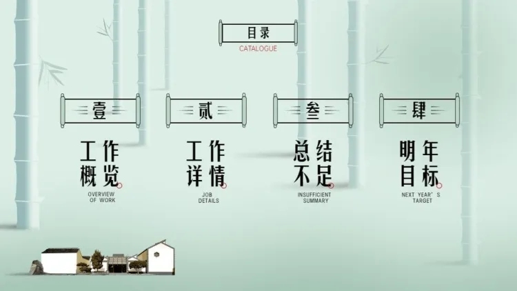 并列关系4项PPT目录页预览效果