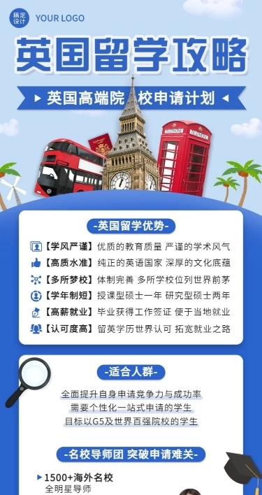留学申请留学咨询机构宣传招生海报