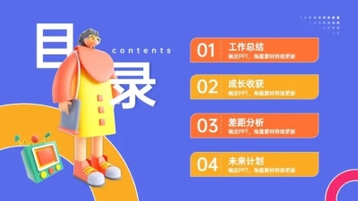 并列关系4项PPT图文页