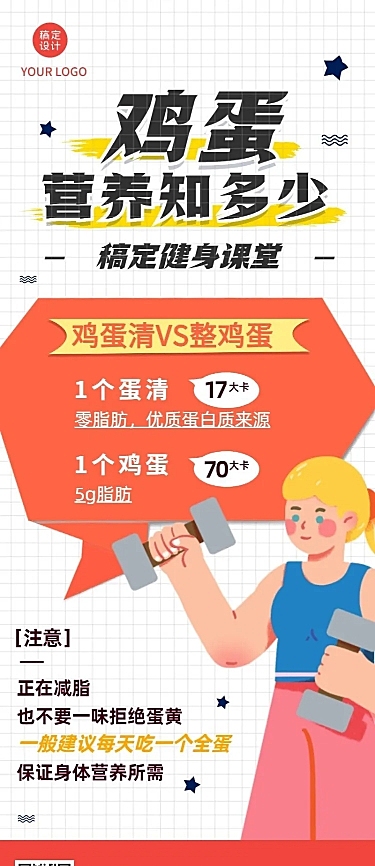 微商运动健身健康饮食知识科普长图海报