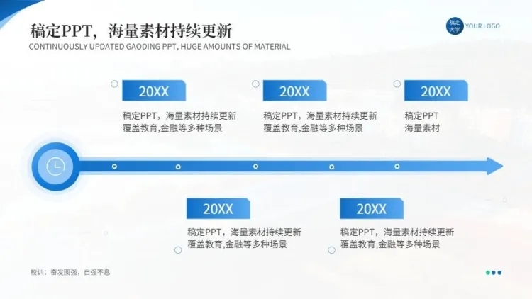 递进关系5项PPT图文页预览效果