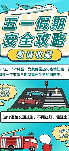 五一劳动节假期攻略指南长图海报