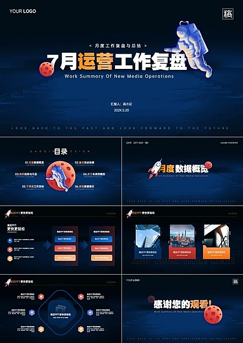 蓝色科技风工作汇报PPT套装
