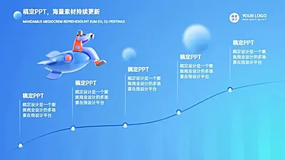 递进关系5项PPT图文页