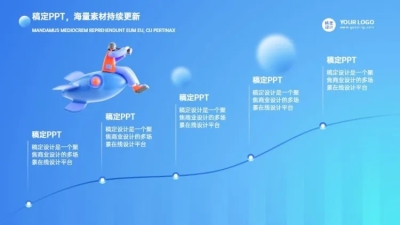 递进关系5项PPT图文页