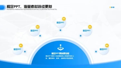 总分关系5项PPT图文页