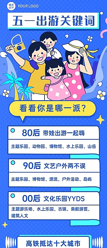 劳动节出行数据报告插画文章长图