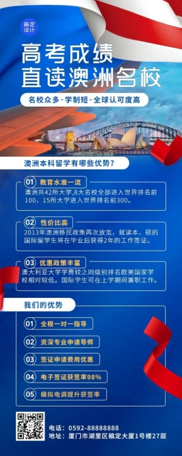 留学咨询机构宣传招生长图海报预览效果