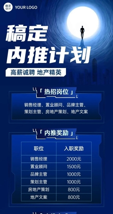 企业公司员工内推招聘长图海报