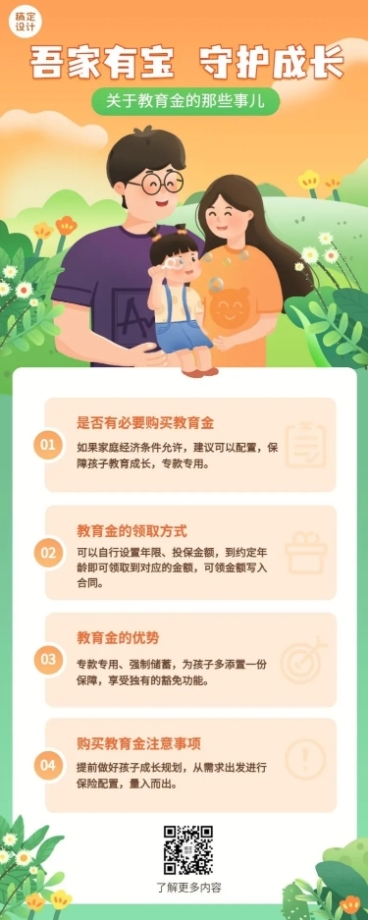 金融保险教育年金知识科普理念推广插画长图海报预览效果