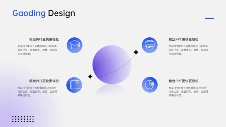 发散汇聚关系4项PPT图文页预览效果