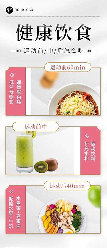 微商运动健身健康饮食知识科普长图海报