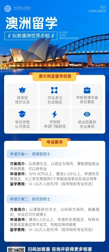 留学咨询机构宣传招生长图海报