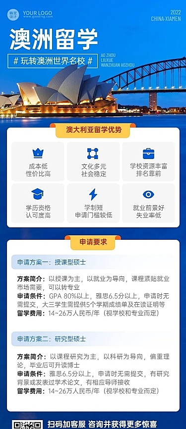 留学咨询机构宣传招生长图海报