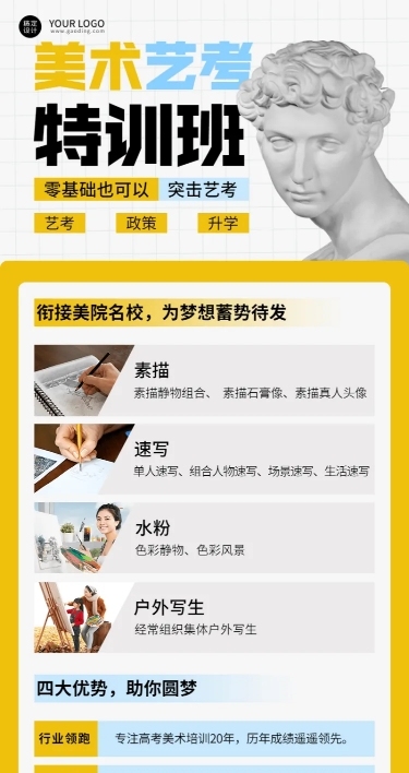 美术艺考机构宣传招生长图海报