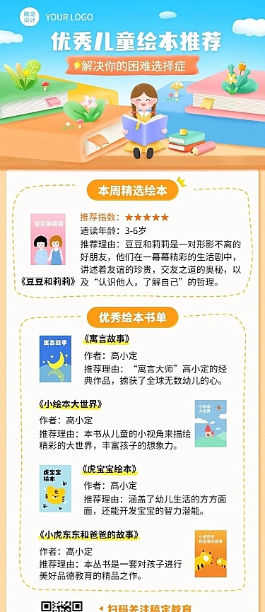 书单推荐阅读清单分享长图海报