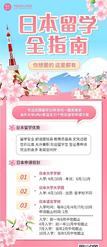 留学机构宣传介绍招生长图海报