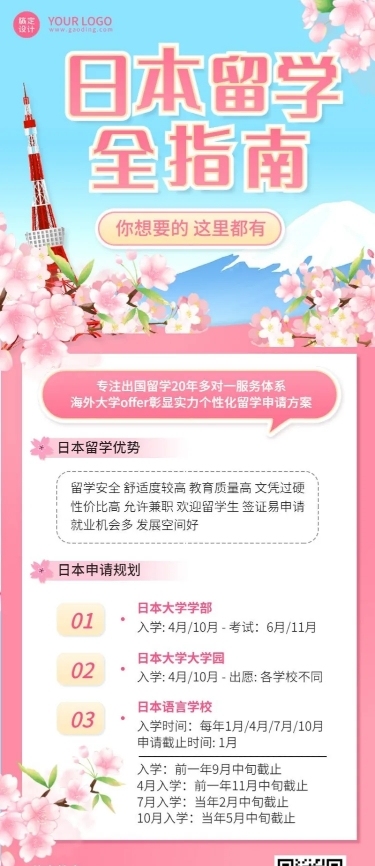 留学机构宣传介绍招生长图海报