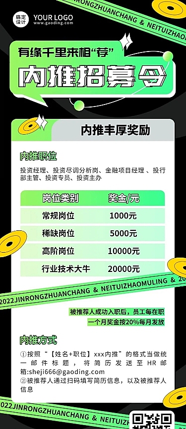 企业公司员工内推招聘长图海报
