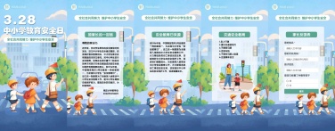 H5长页手绘插画3.28中小学安全教育日节日宣传科普