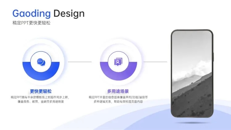 点击进入编辑 递进关系2项PPT图文页预览效果
