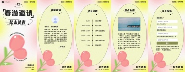 H5翻页清新活力弥散花朵春游活动邀请函一起去踏青