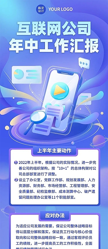 互联网公司年中工作总结工作汇报长图海报