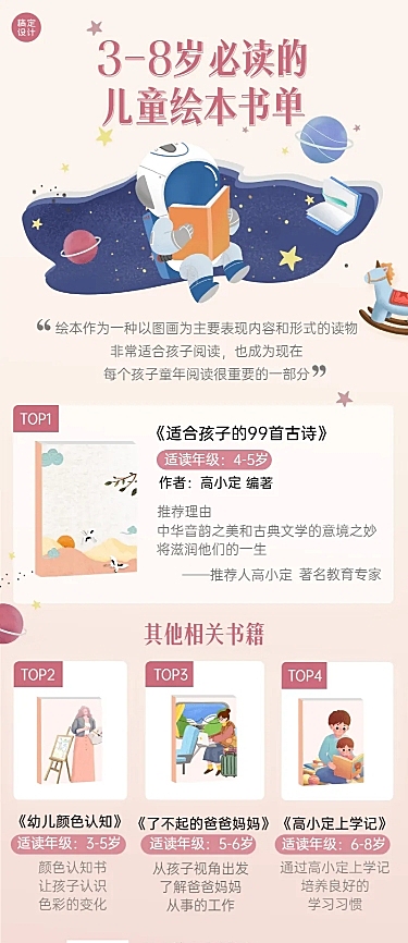 儿童绘本书单推荐可爱清新长图海报