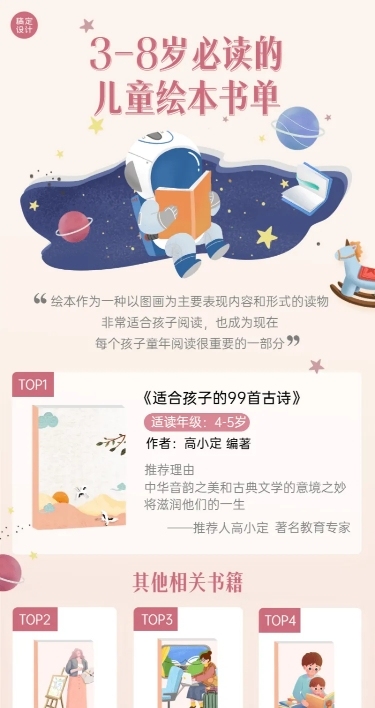 儿童绘本书单推荐可爱清新长图海报