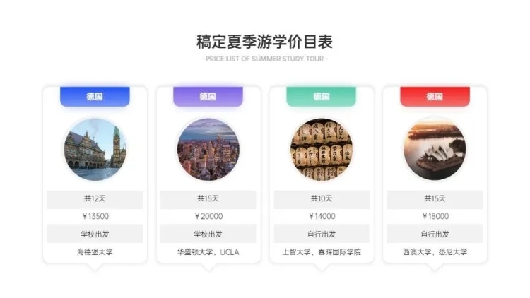 产品介绍价目表4项PPT内容页预览效果