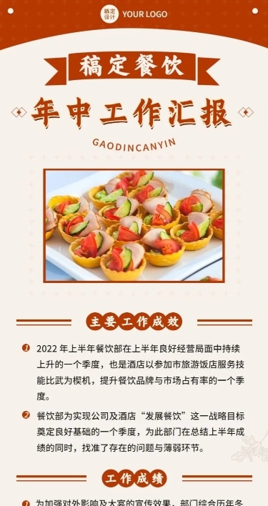 餐饮企业年中工作总结工作汇报长图海报