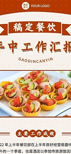 餐饮企业年中工作总结工作汇报长图海报