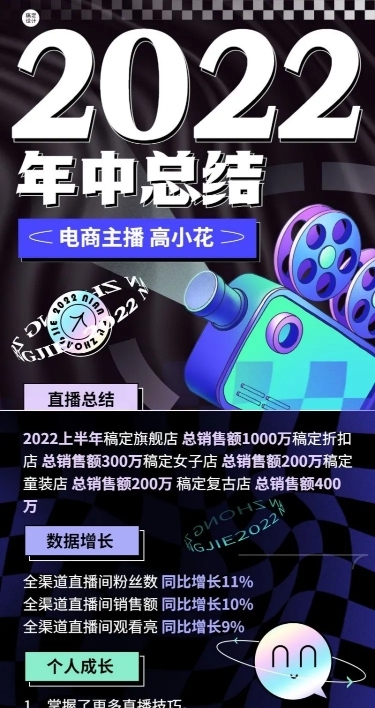 电商主播年中工作总结工作汇报长图海报