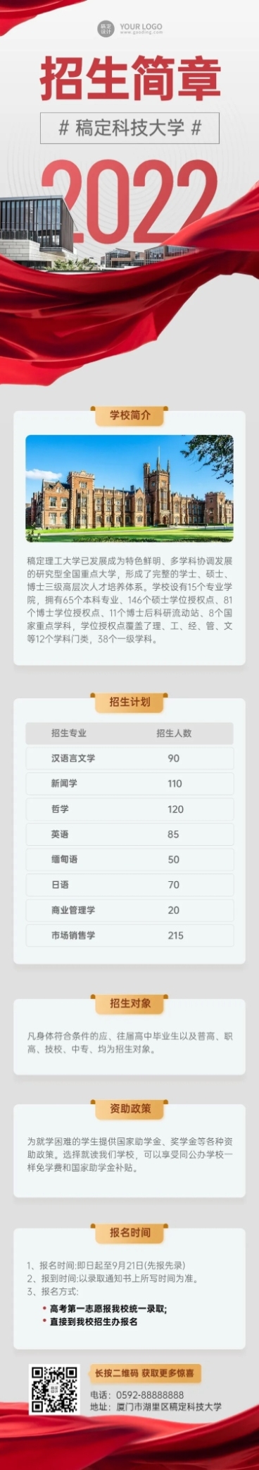 科技大学招生简章文章长图预览效果