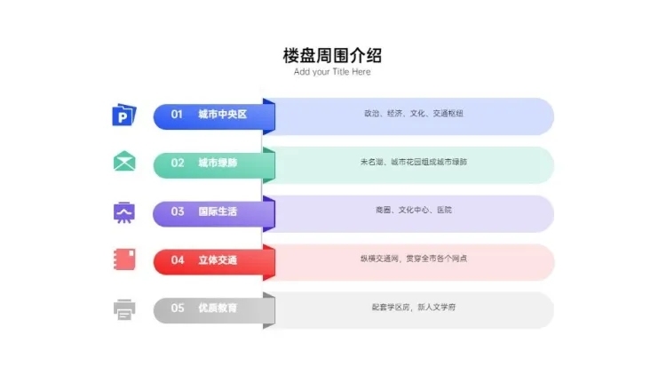 并列关系5项PPT图文页预览效果
