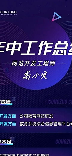 企业员工程序员个人年中总结长图海报