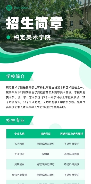 美术学院招生简章文章长图