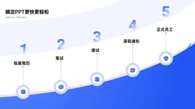 递进关系5项PPT图文页预览效果