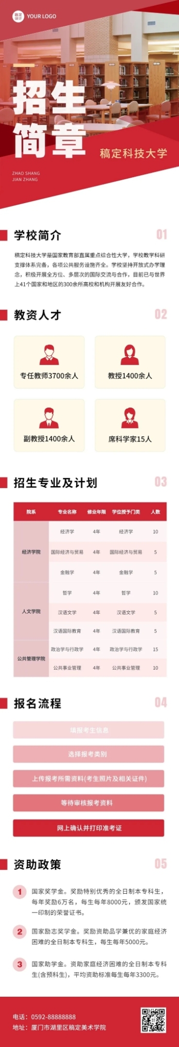 科技大学招生简章文章长图预览效果