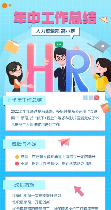 HR员工个人述职报告年中总结长图海报