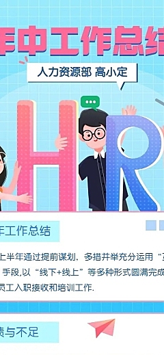 HR员工个人述职报告年中总结长图海报