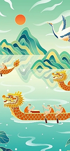 端午节节日营销插画长图海报